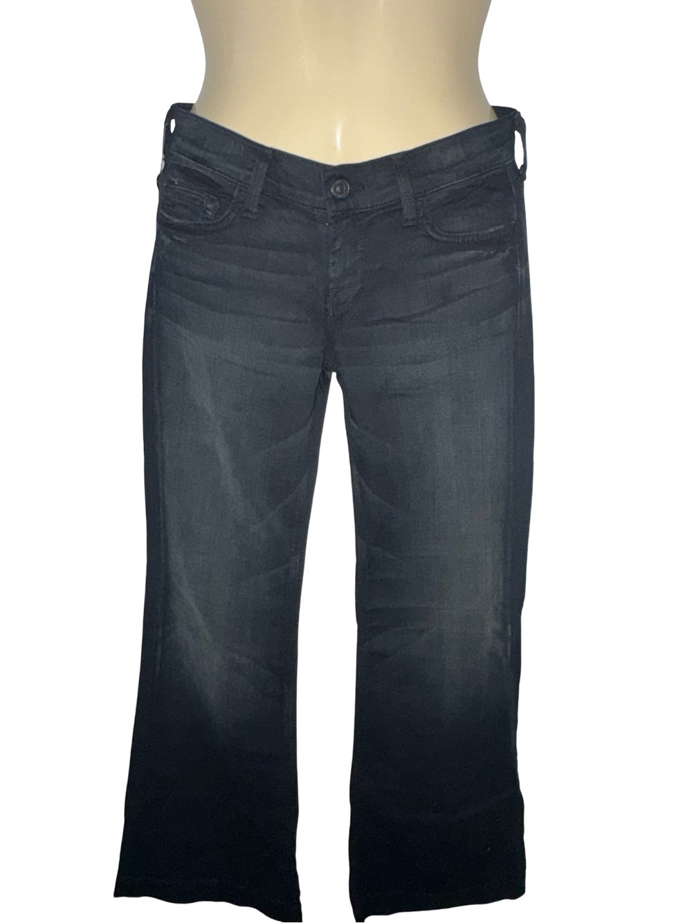 Y2K 7 For All Mankind Dark Black Wide-Leg Flare Jeans NWT